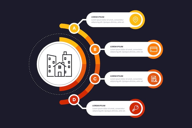 Płaski Szablon Infografiki Nieruchomości