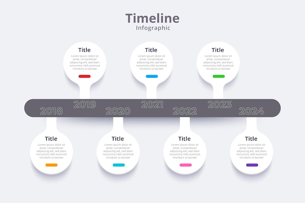 Płaski szablon infografiki osi czasu