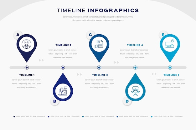 Bezpłatny wektor płaski szablon infografiki osi czasu