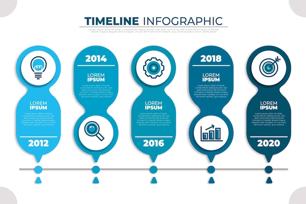 Bezpłatny wektor płaski szablon infografiki osi czasu