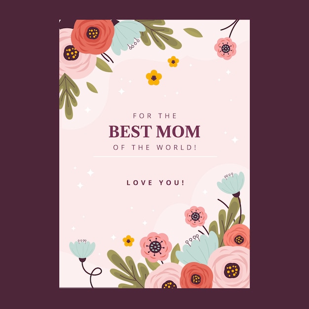 Płaski Szablon Kartki Z życzeniami Na Dzień Matki