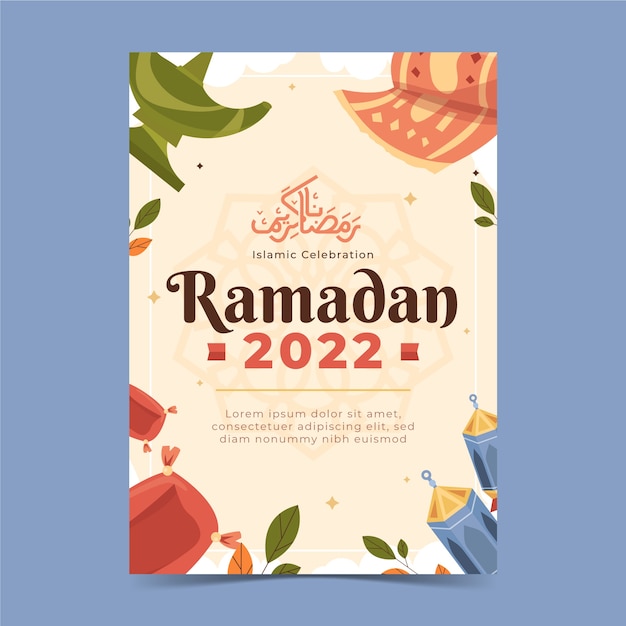 Płaski Szablon Kartki Z życzeniami Ramadan