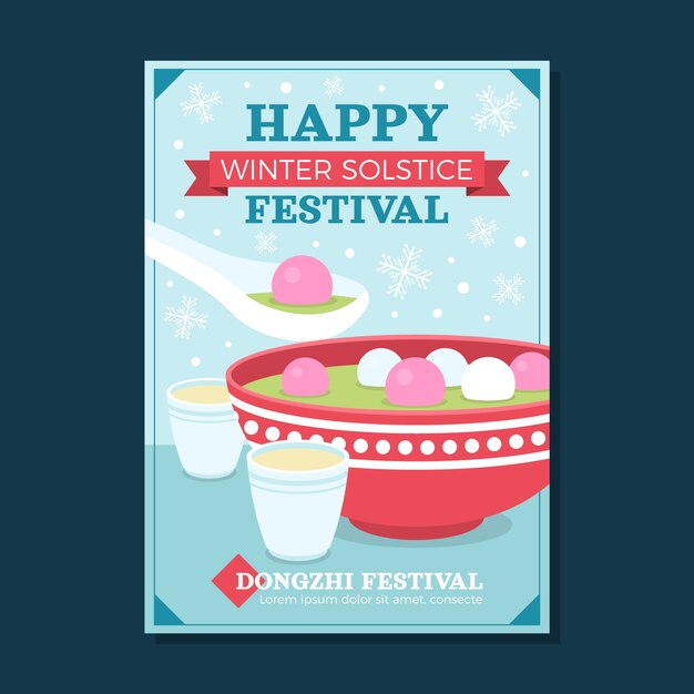 Płaski szablon karty z pozdrowieniami festiwalu dongzhi