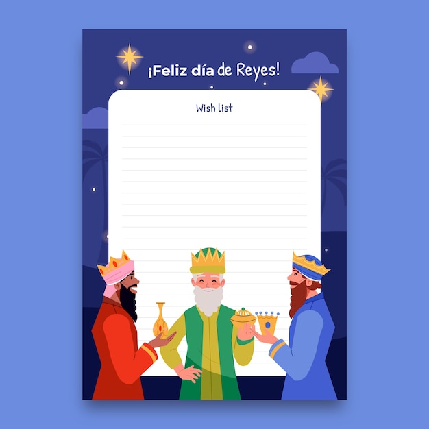 Płaski Szablon Listu Reyes Magos