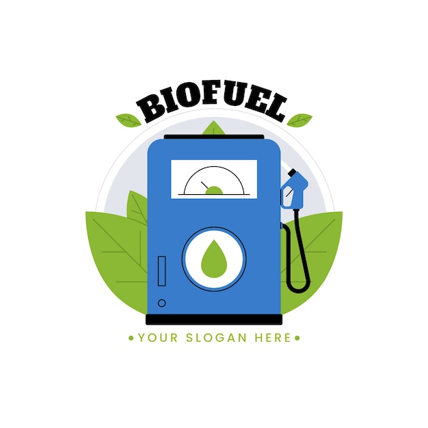 Bezpłatny wektor płaski szablon logo biopaliwa