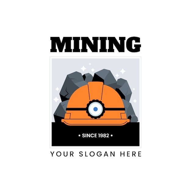 Bezpłatny wektor płaski szablon logo górnictwa