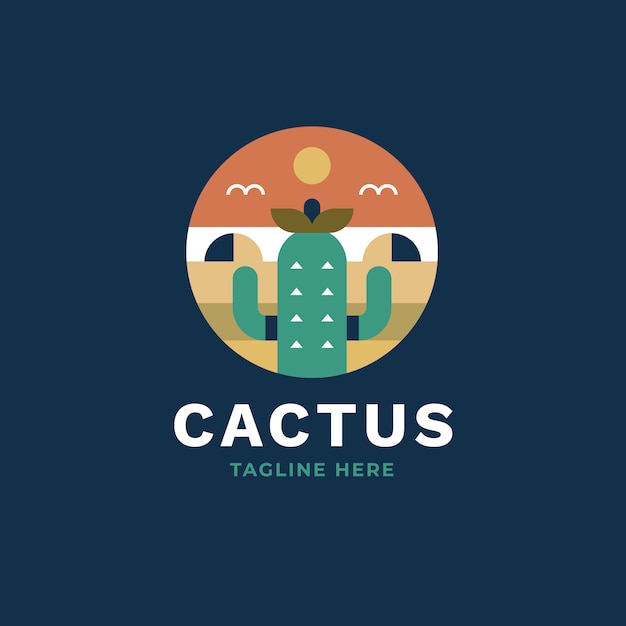 Bezpłatny wektor płaski szablon logo kaktusa