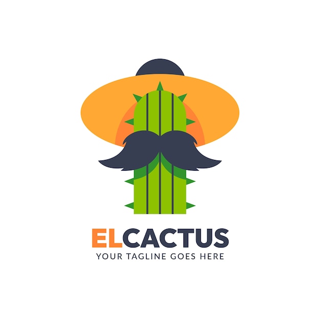 Płaski szablon logo kaktusa