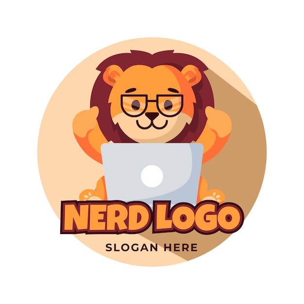 Bezpłatny wektor płaski szablon logo kreatywnego nerda