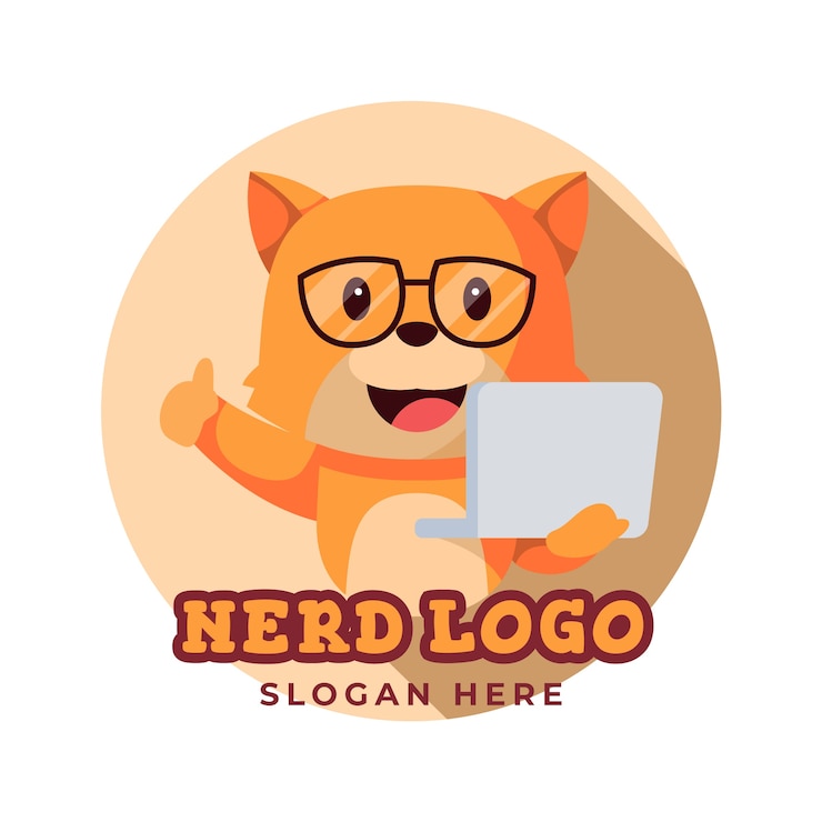 Bezpłatny plik Wektor płaski szablon logo kreatywnego nerda