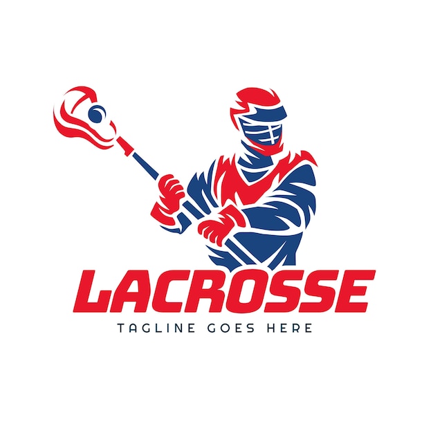 Bezpłatny wektor płaski szablon logo lacrosse