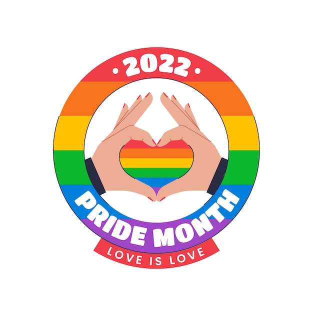 Płaski szablon logo lgbt miesiąca dumy
