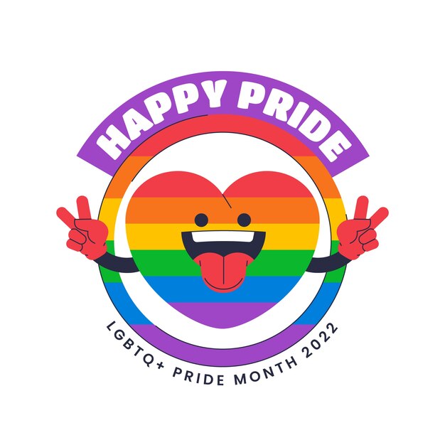 Płaski szablon logo lgbt miesiąca dumy