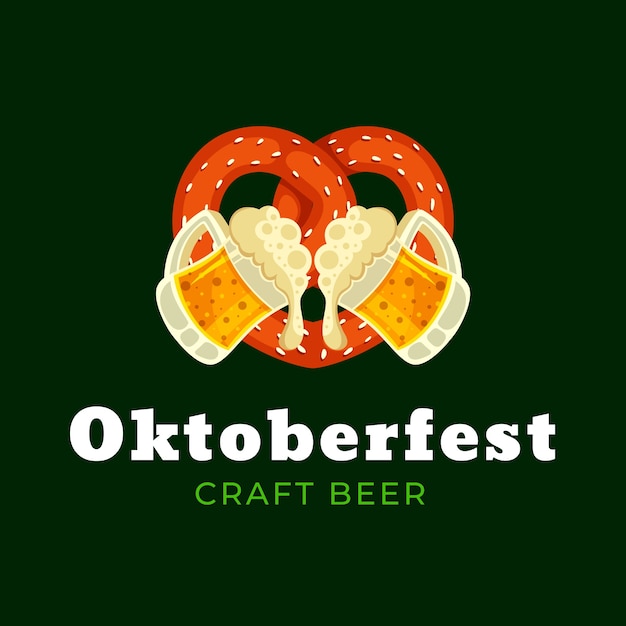 Płaski szablon logo na festiwal oktoberfest