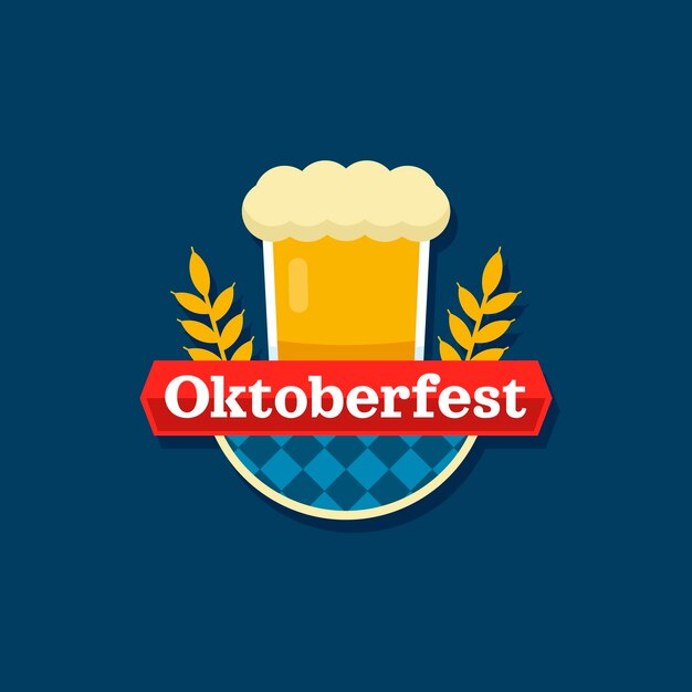 Płaski szablon logo na obchody oktoberfest