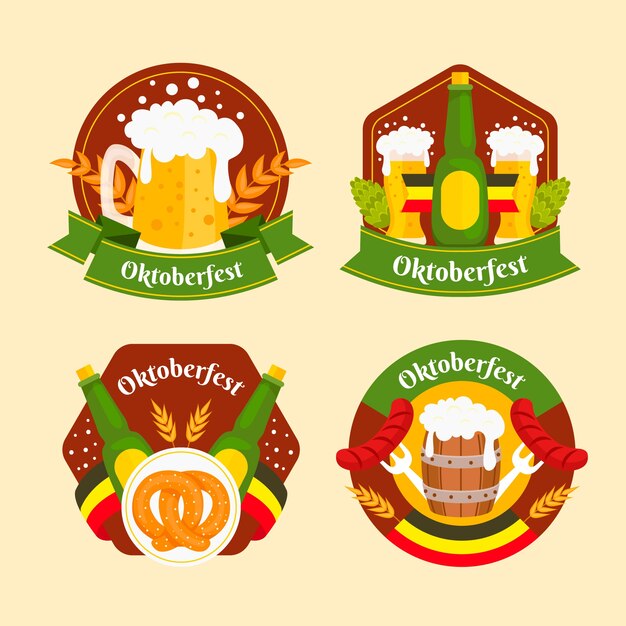 Płaski szablon logo na obchody oktoberfest