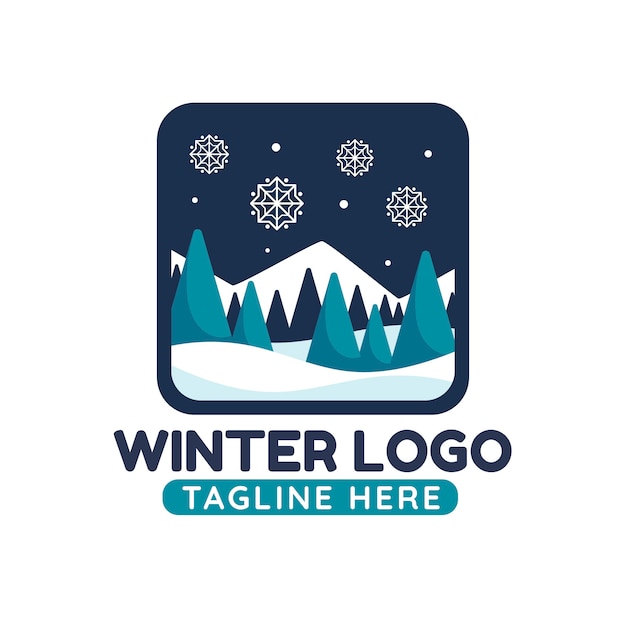 Bezpłatny wektor płaski szablon logo obchodów sezonu zimowego