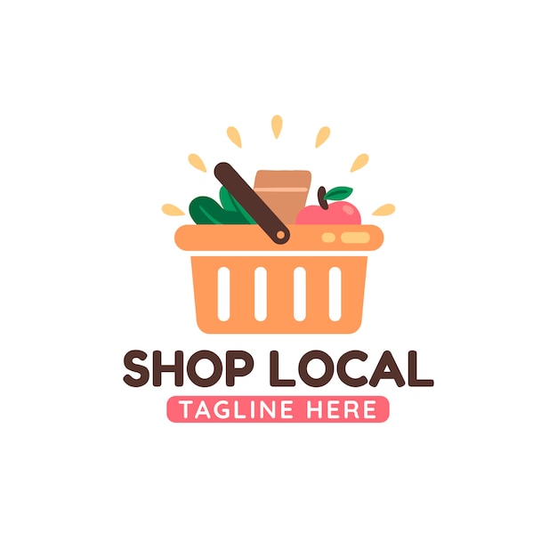 Płaski szablon lokalnego logo sklepu projektowego