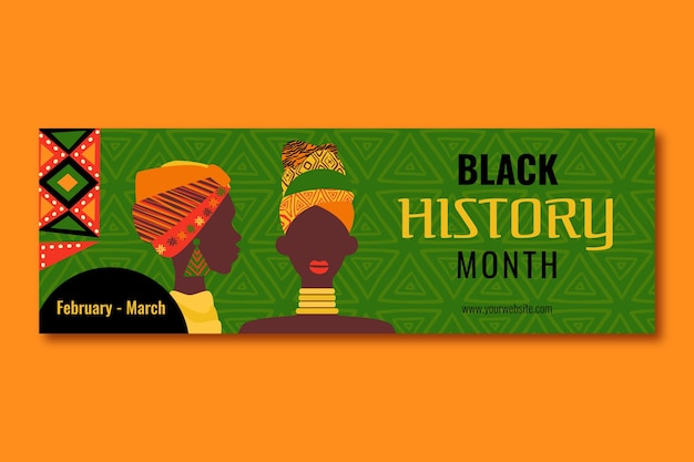 Płaski Szablon Nagłówka Na Twitterze Na świętowanie Miesiąca Czarnej Historii