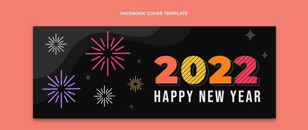 Bezpłatny wektor płaski szablon okładki mediów społecznościowych na nowy rok