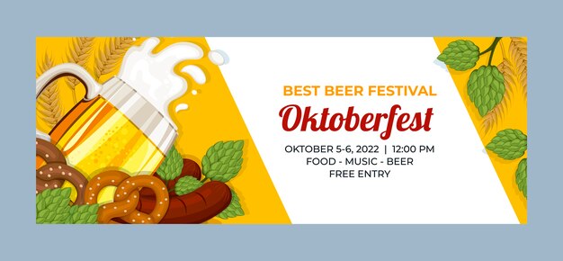 Bezpłatny wektor płaski szablon okładki mediów społecznościowych oktoberfest