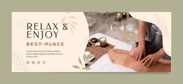 Płaski szablon okładki mediów społecznościowych spa boho
