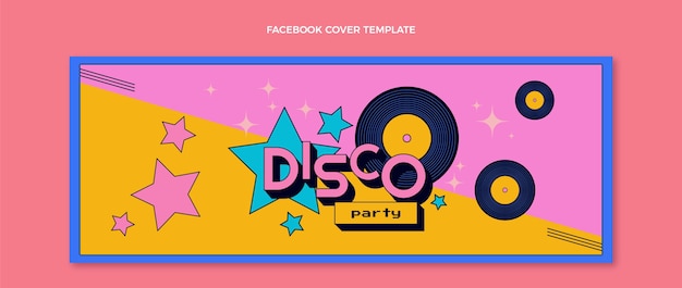 Płaski Szablon Okładki Mediów Społecznościowych W Stylu Retro Disco