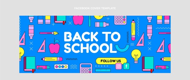 Płaski szablon okładki mediów społecznościowych z powrotem do szkoły
