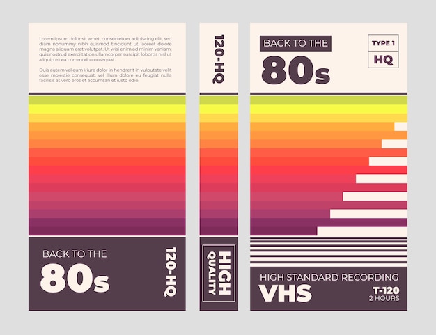 Bezpłatny wektor płaski szablon okładki vhs