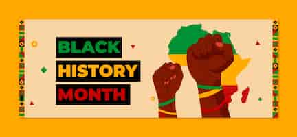 Bezpłatny wektor płaski szablon okładki w mediach społecznościowych na świętowanie miesiąca czarnej historii