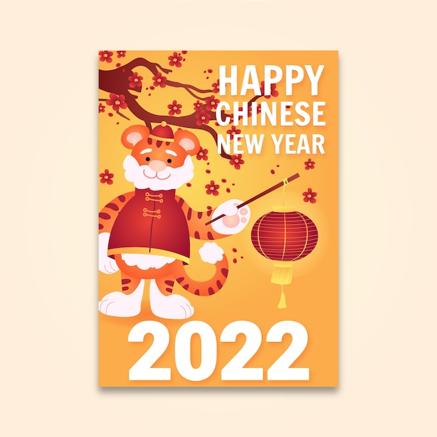 Płaski Szablon Pionowy Plakat Chiński Nowy Rok