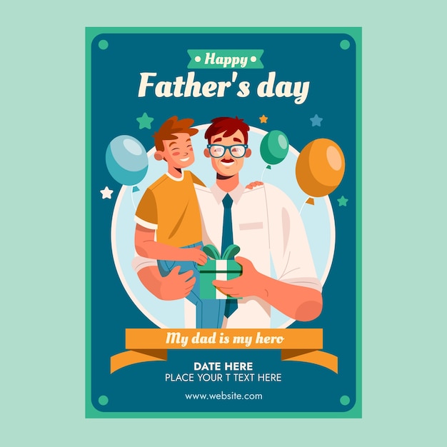 Bezpłatny wektor płaski szablon pionowy plakat dzień ojca
