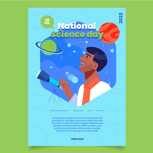 Płaski szablon pionowy plakatu narodowego dnia nauki