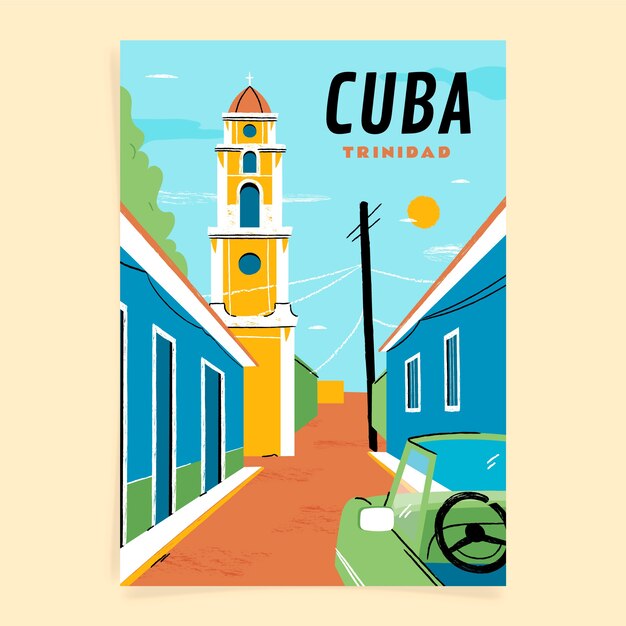 Płaski szablon plakatu kuba