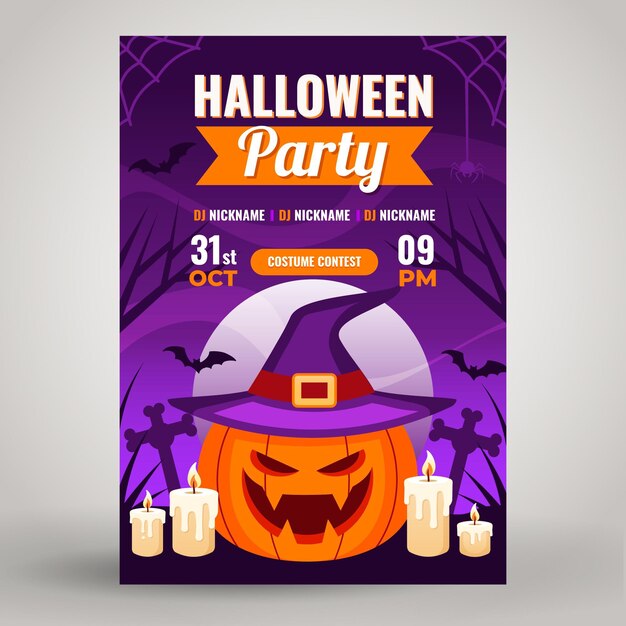 Płaski szablon plakatu pionowego halloween