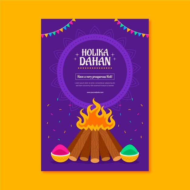 Płaski szablon plakatu pionowego holika dahan