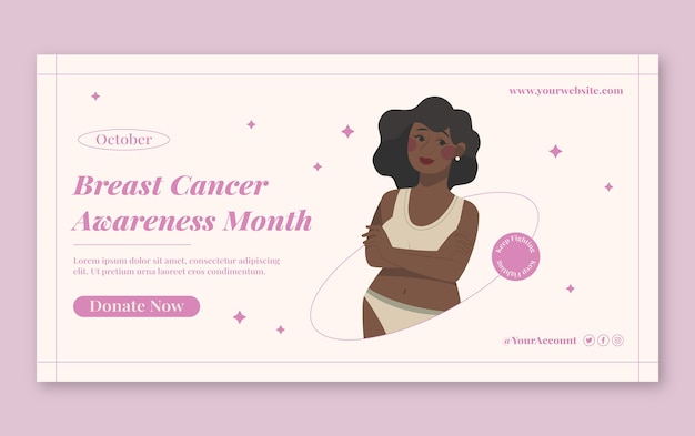 Płaski szablon postu w mediach społecznościowych miesiąca świadomości raka piersi