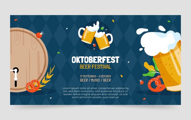 Bezpłatny wektor płaski szablon postu w mediach społecznościowych oktoberfest