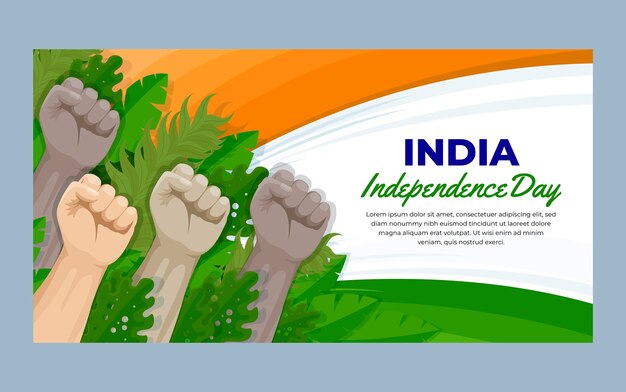Płaski szablon postu w mediach społecznościowych z okazji Dnia Niepodległości Indii