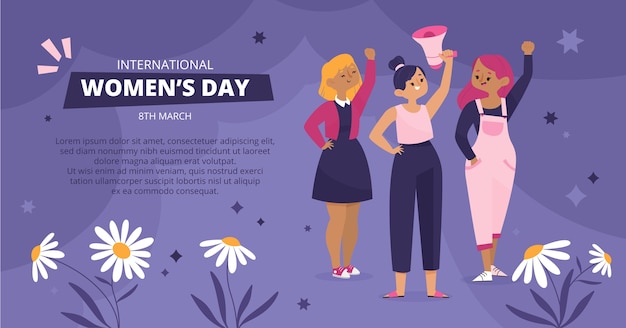 Płaski szablon postu w mediach społecznościowych z okazji międzynarodowego dnia kobiet