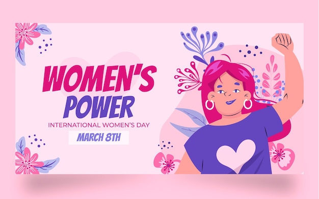 Bezpłatny wektor płaski szablon postu w mediach społecznościowych z okazji międzynarodowego dnia kobiet