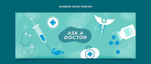 Bezpłatny wektor płaski szablon projektu okładki na facebooku medycznym