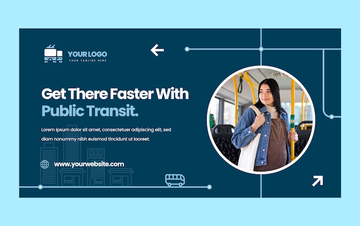 Bezpłatny plik Wektor płaski szablon promocji w mediach społecznościowych dla transportu publicznego i tranzytu