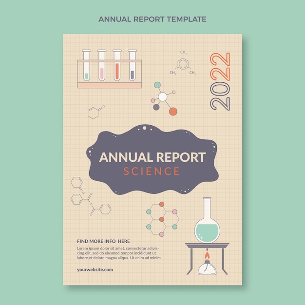 Bezpłatny wektor płaski szablon rocznego raportu naukowego