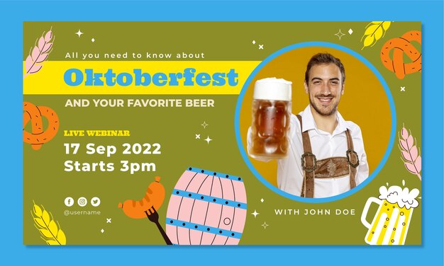 Bezpłatny wektor płaski szablon seminarium internetowego na festiwal oktoberfest