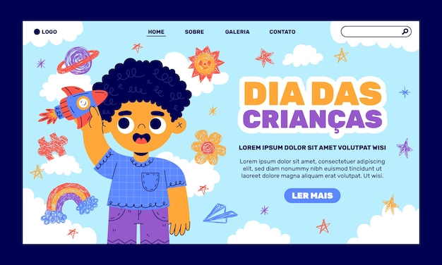 Płaski Szablon Strony Docelowej Dia Das Criancas