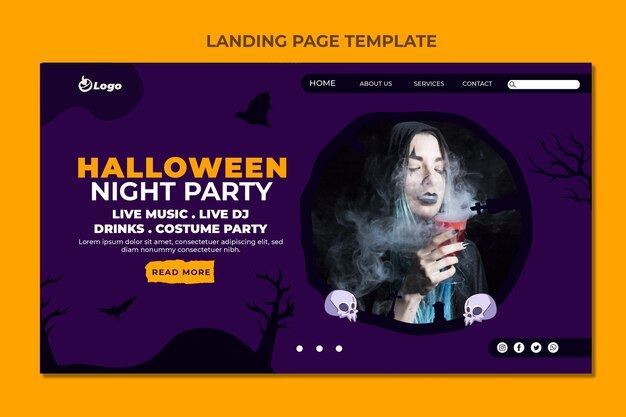 Płaski szablon strony docelowej halloween