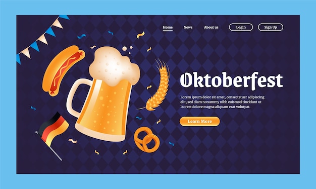 Bezpłatny wektor płaski szablon strony docelowej oktoberfest