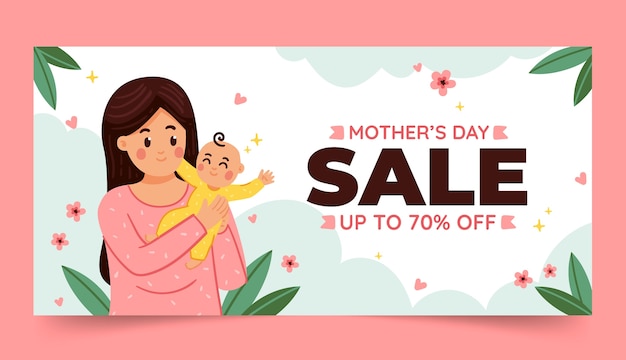 Płaski Szablon Transparent Poziomej Sprzedaży Dzień Matki