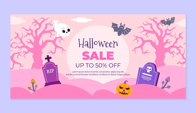 Płaski szablon transparent sprzedaży poziomej halloween